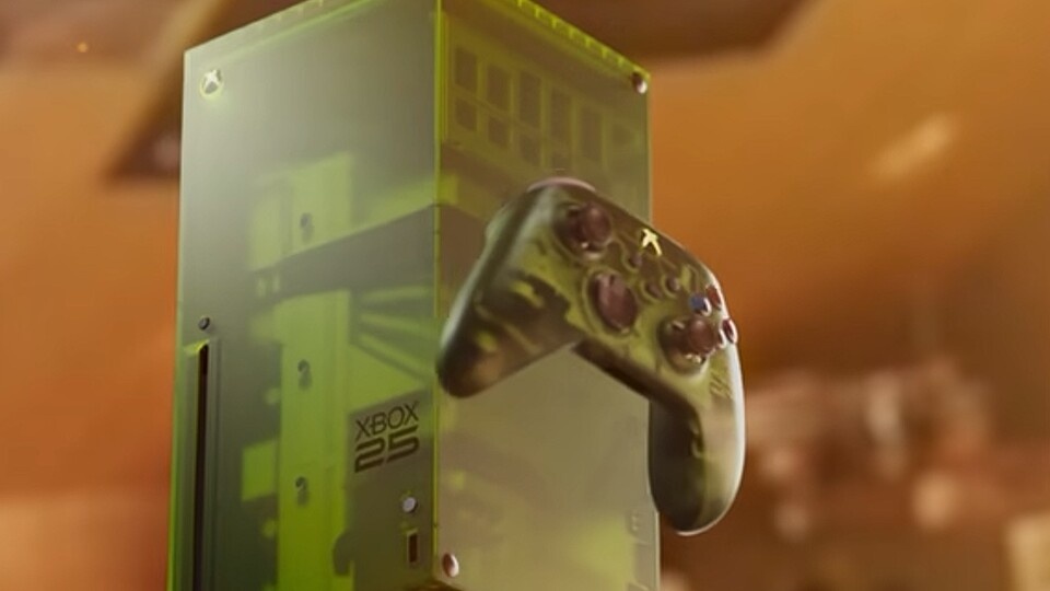 Xbox Series X Ediție Aniversară 25 de ani: Carcasă verde semitransparentă și controller retro