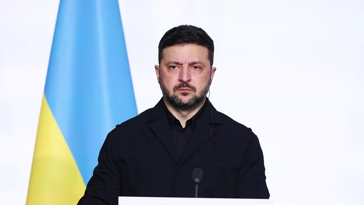 Volodimir Zelenski în timpul unui discurs