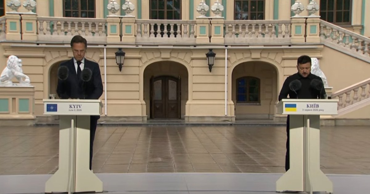 Volodimir Zelenski și Mark Rutte la conferința de presă de la Kiev