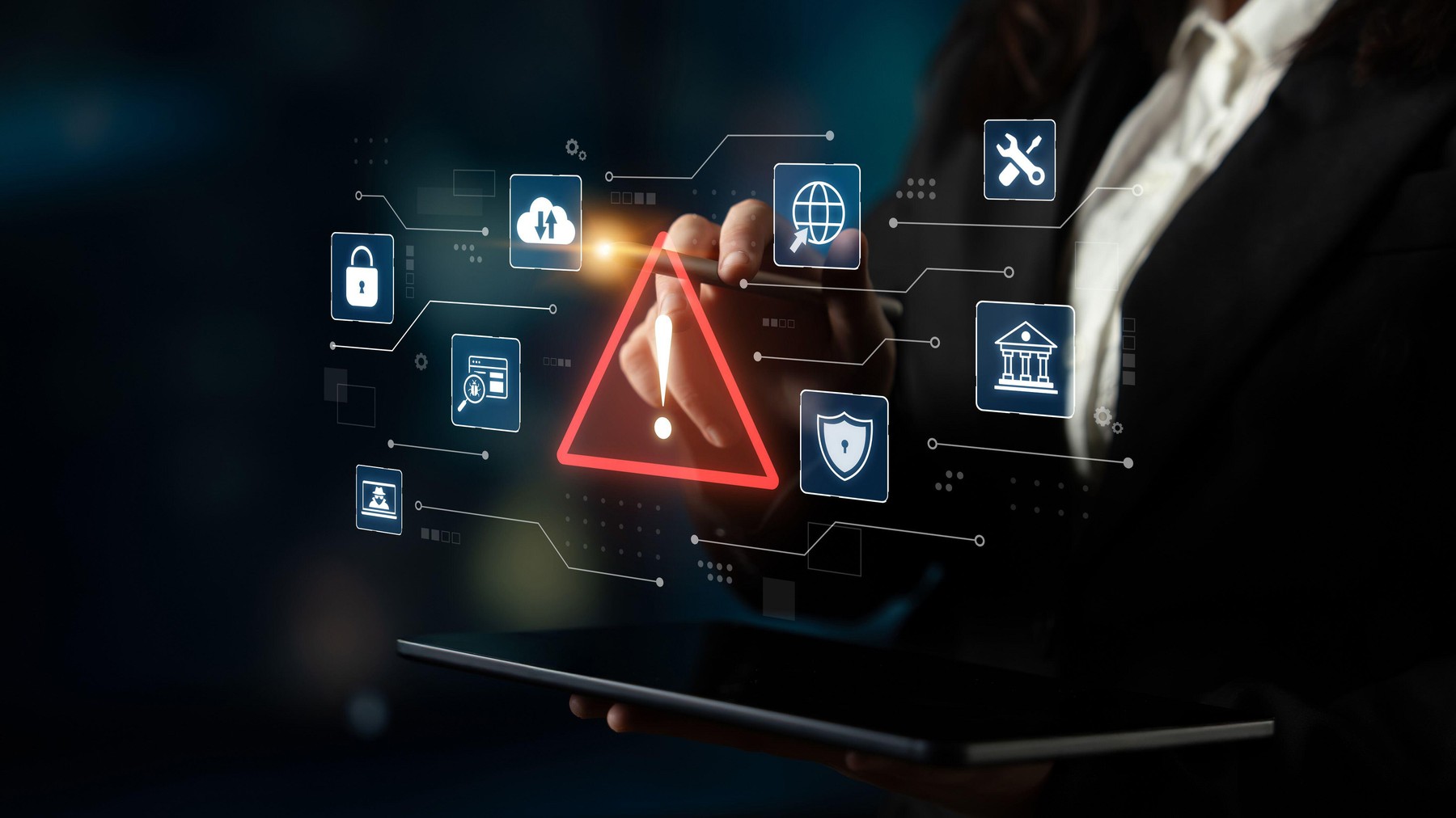 Reprezentare a unui atac ransomware generat de inteligență artificială care exploatează browserul Chromium