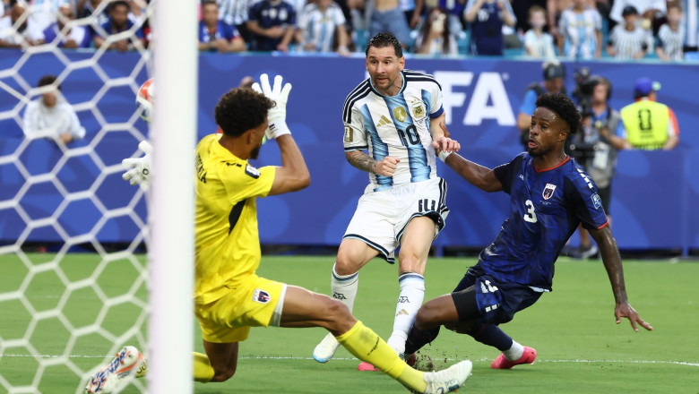 Lionel Messi sărbătorind golul marcat împotriva Capului Verde la Cupa Mondială 2026