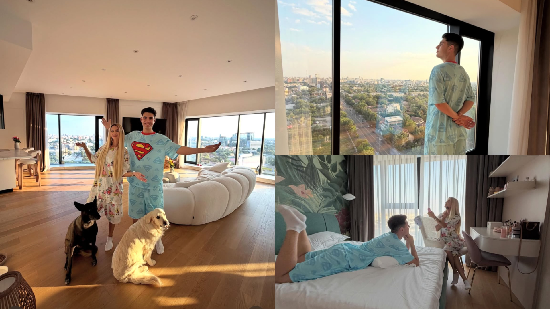 Interiorul penthouse-ului lui Bisoi cu living open space și vedere panoramică