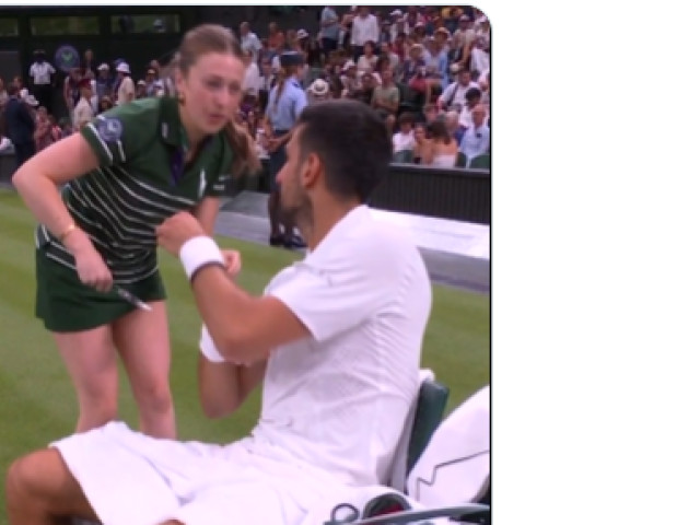 Novak Djokovic zâmbind pe terenul de tenis de la Wimbledon