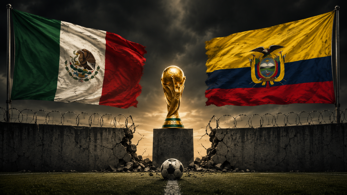 Julian Quinones sărbătorește golul marcat pentru Mexic împotriva Ecuadorului la Cupa Mondială 2026