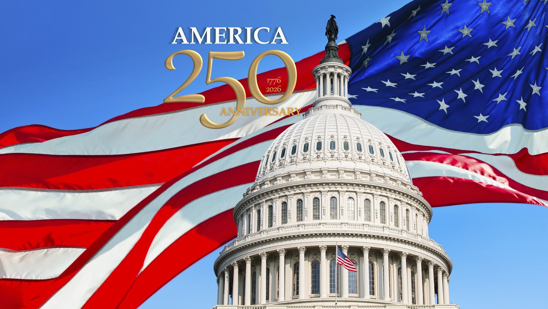 Drapelul american fluturând în fața Capitoliului