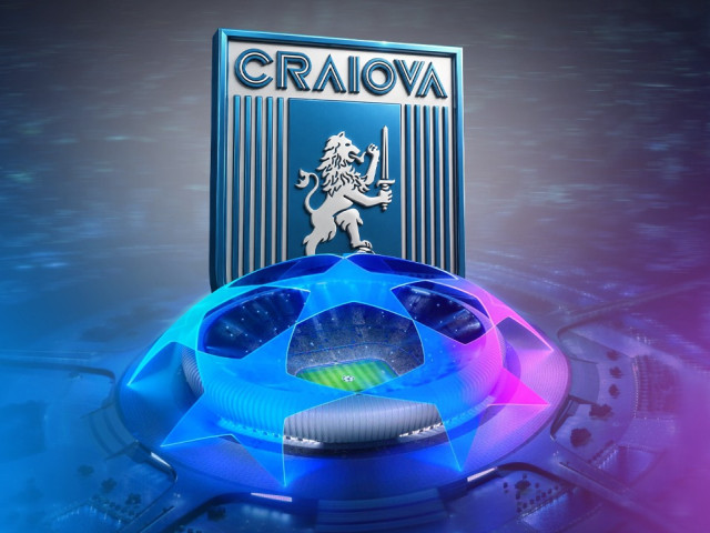 Jucători ai Universității Craiova în meciul cu ML Vitebsk