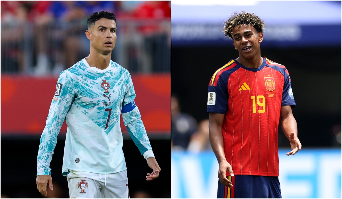 Jucători spanioli sărbătorind golul victoriei în meciul cu Portugalia de la Campionatul Mondial 2026