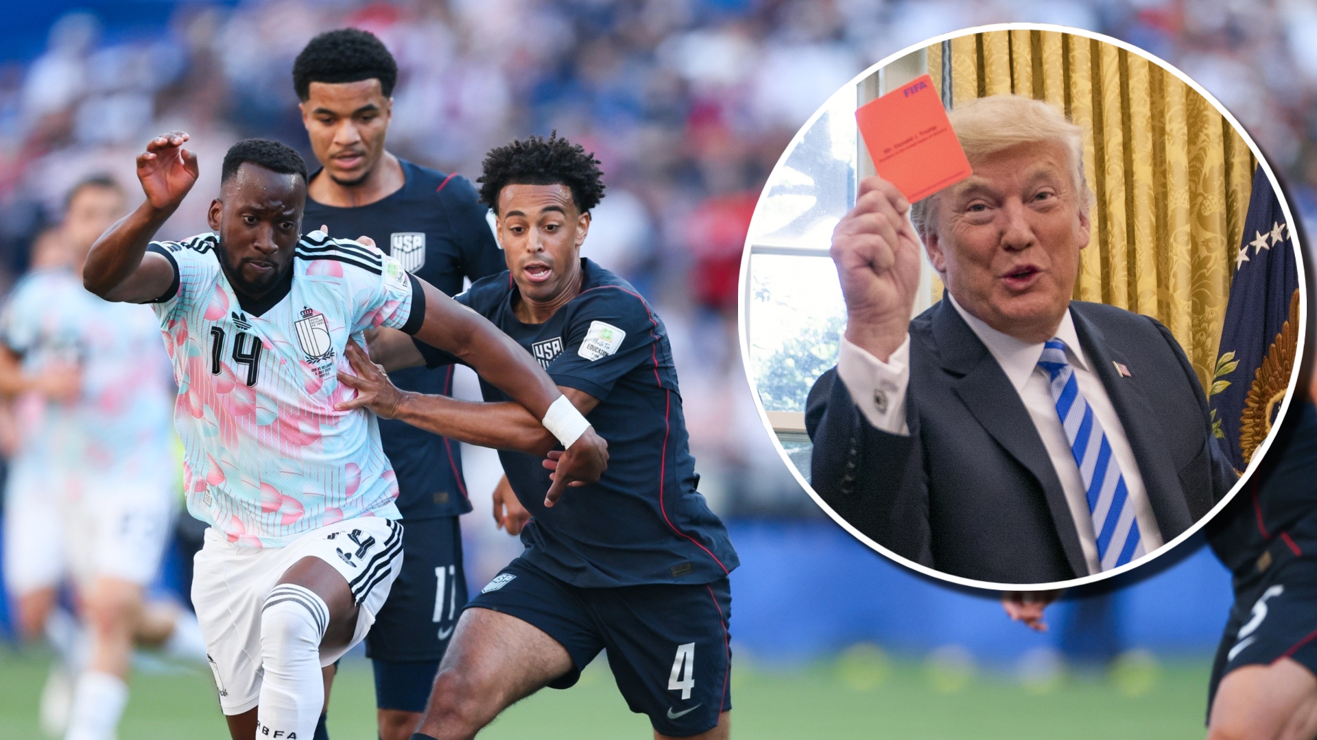 Echipa SUA de fotbal pe teren în timpul meciului cu Belgia la CM 2026