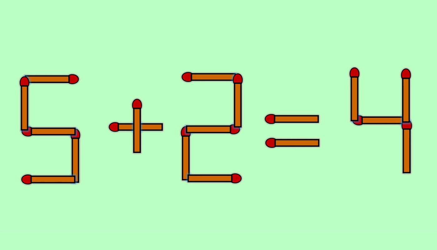 Test IQ cu chibrituri: ecuația 5 + 2 = 4 formată din chibrituri