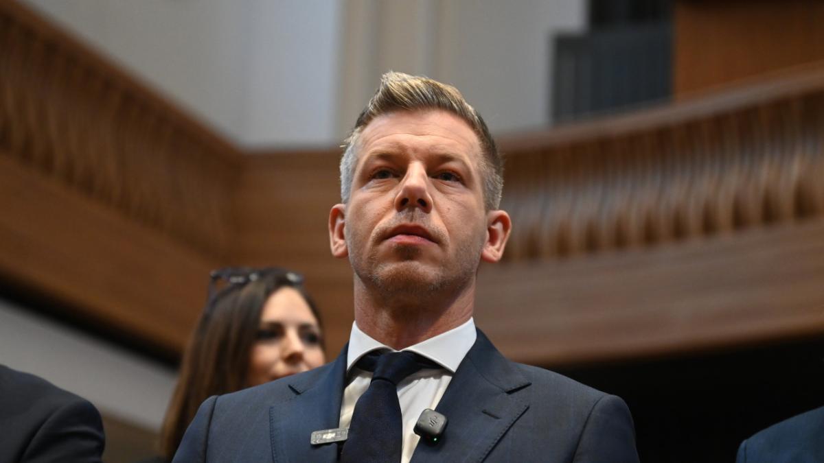 Premierul Ungariei, Peter Magyar, vorbind la un summit NATO